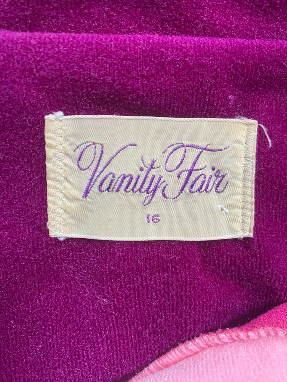 Vintage Vanity Fair Bathrobe Robe Housecoat Gown Vibrant Plum Purple Pink 16 XL - Picture 7 of 9